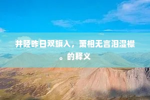 井陉昨日双旗入，萧相无言泪湿襟。的释义