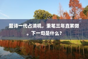 题诗一代占清机，秉笔三年直紫微。下一句是什么？