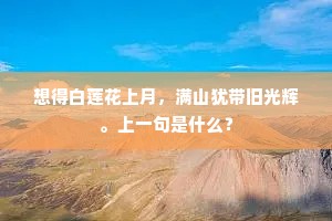 想得白莲花上月，满山犹带旧光辉。上一句是什么？
