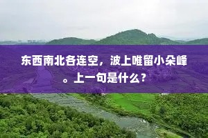 东西南北各连空，波上唯留小朵峰。上一句是什么？