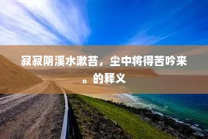 寂寂阴溪水漱苔，尘中将得苦吟来。的释义