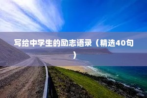 写给中学生的励志语录（精选40句）