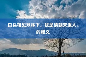 白头相见双林下，犹是清朝未退人。的释义
