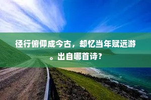 径行俯仰成今古，却忆当年赋远游。出自哪首诗？
