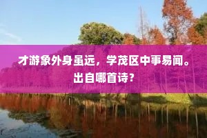才游象外身虽远，学茂区中事易闻。出自哪首诗？