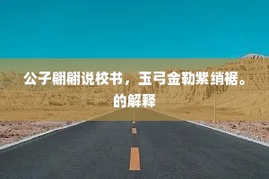 公子翩翩说校书，玉弓金勒紫绡裾。的解释
