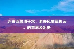 近来诗思清于水，老去风情薄似云。的意思及出处