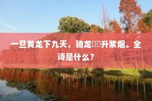 一旦黄龙下九天，骑龙枿枿升紫烟。全诗是什么？