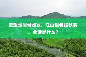 蛇蝎愁闻骨髓寒，江山恨老眠秋雾。全诗是什么？
