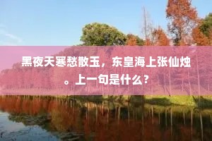 黑夜天寒愁散玉，东皇海上张仙烛。上一句是什么？