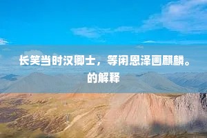 长笑当时汉卿士，等闲恩泽画麒麟。的解释