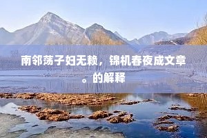 南邻荡子妇无赖，锦机春夜成文章。的解释