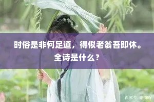 时俗是非何足道，得似老翁吾即休。全诗是什么？
