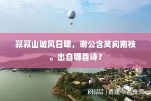 寂寂山城风日暖,谢公含笑向南枝。出自哪首诗? 寂寂山城风日暖,谢公含笑向南枝。出自哪首诗?