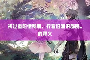 初过重阳惜残菊，行看旧浦识群鸥。的释义