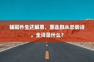 辅嗣外生还解易，惠连群从总能诗。全诗是什么？