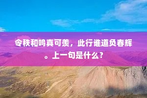 令秩和鸣真可羡，此行谁道负春辉。上一句是什么？