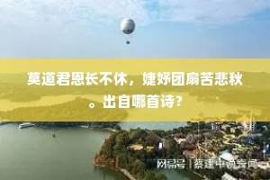 莫道君恩长不休，婕妤团扇苦悲秋。出自哪首诗？