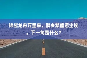 锦缆龙舟万里来,醉乡繁盛忽尘埃。下一句是什么? 锦缆龙舟万里来,醉乡繁盛忽尘埃。下一句是什么?