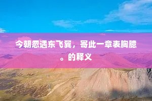 今朝忽遇东飞翼，寄此一章表胸臆。的释义