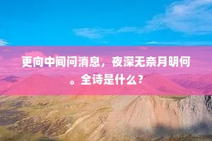更向中间问消息，夜深无奈月明何。全诗是什么？