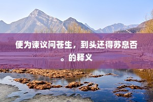 便为谏议问苍生，到头还得苏息否。的释义