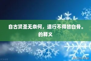 自古贤圣无奈何，道行不得皆白骨。的释义