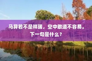 马异若不是祥瑞，空中敢道不容易。下一句是什么？