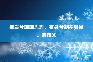 有发兮朝朝思理，有身兮胡不如是。的释义