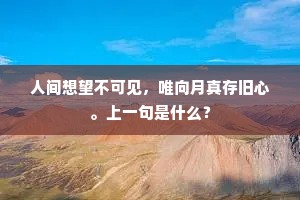 人间想望不可见，唯向月真存旧心。上一句是什么？