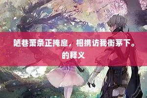 陋巷萧条正掩扉，相携访我衡茅下。的释义