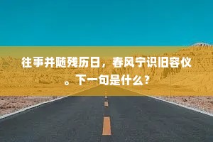 往事并随残历日，春风宁识旧容仪。下一句是什么？