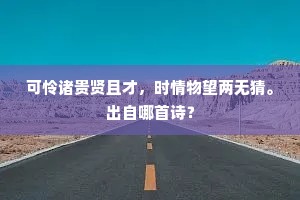 可怜诸贵贤且才，时情物望两无猜。出自哪首诗？