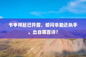乍申拜起已开眉，却问辛勤还执手。出自哪首诗？