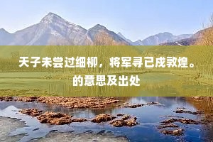 天子未尝过细柳，将军寻已戍敦煌。的意思及出处