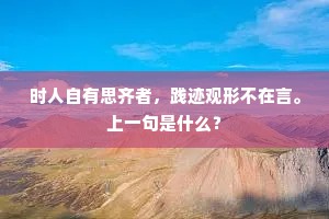 时人自有思齐者，践迹观形不在言。上一句是什么？