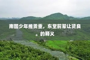 南国少年推贵重，东堂前辈让贤良。的释义