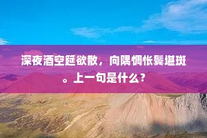 深夜酒空筵欲散，向隅惆怅鬓堪斑。上一句是什么？