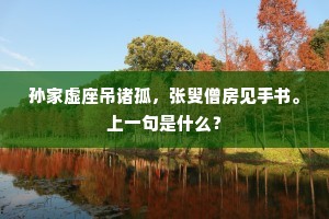 孙家虚座吊诸孤，张叟僧房见手书。上一句是什么？