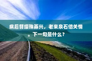 病后簪缨殊寡兴，老来泉石倍关情。下一句是什么？