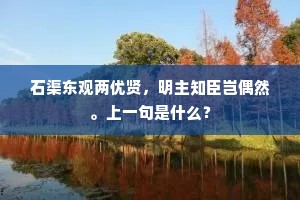 石渠东观两优贤，明主知臣岂偶然。上一句是什么？