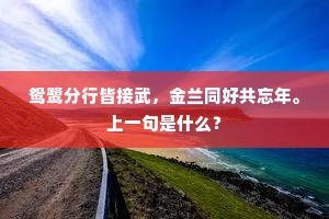 鸳鹭分行皆接武，金兰同好共忘年。上一句是什么？