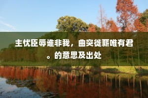 主忧臣辱谁非我，曲突徙薪唯有君。的意思及出处