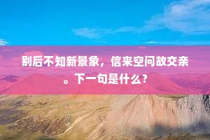 别后不知新景象，信来空问故交亲。下一句是什么？