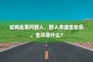 试将此意问野人，野人尽道生处乐。全诗是什么？