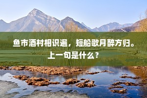 鱼市酒村相识遍，短船歌月醉方归。上一句是什么？