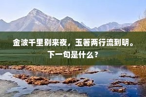 金波千里别来夜，玉箸两行流到明。下一句是什么？