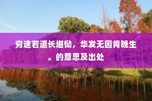 穷途若遣长堪恸，华发无因肯晚生。的意思及出处