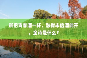 谩把青春酒一杯，愁襟未信酒能开。全诗是什么？