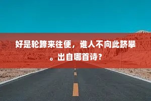 好是轮蹄来往便，谁人不向此跻攀。出自哪首诗？